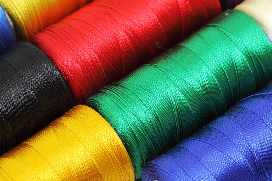 Bobbins of colorful nylon thread