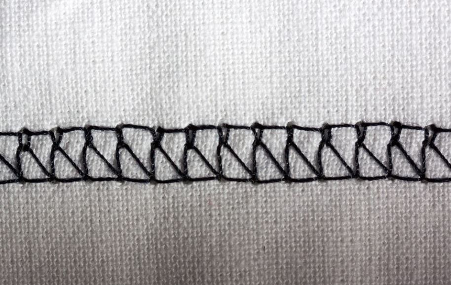 a close up shot of a zigzag stitch on white fabric